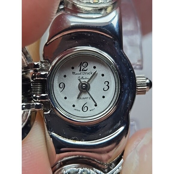 Marcel Drucker Quartz Marcasite Green Cabochon Hidden Dial Watch New Battery main image 6